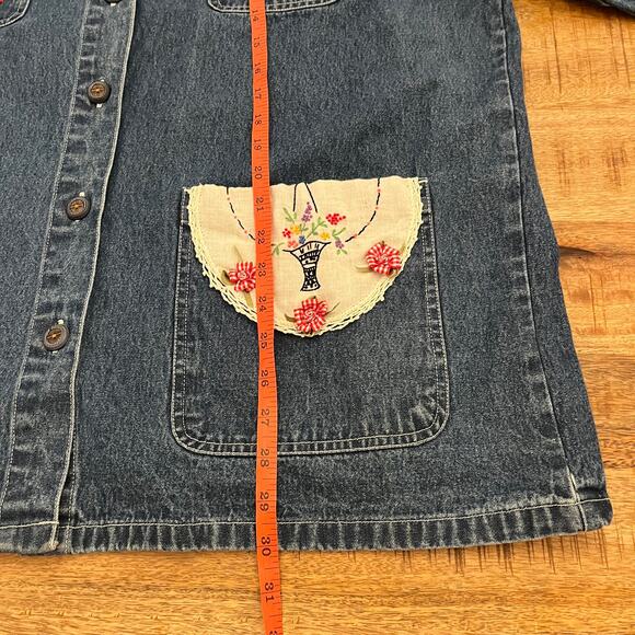 Vintage Handmade OOAK Denim Chore Shirt‎ Jacket XL Cottage Scottie Dog Grandma - Picture 16 of 16
